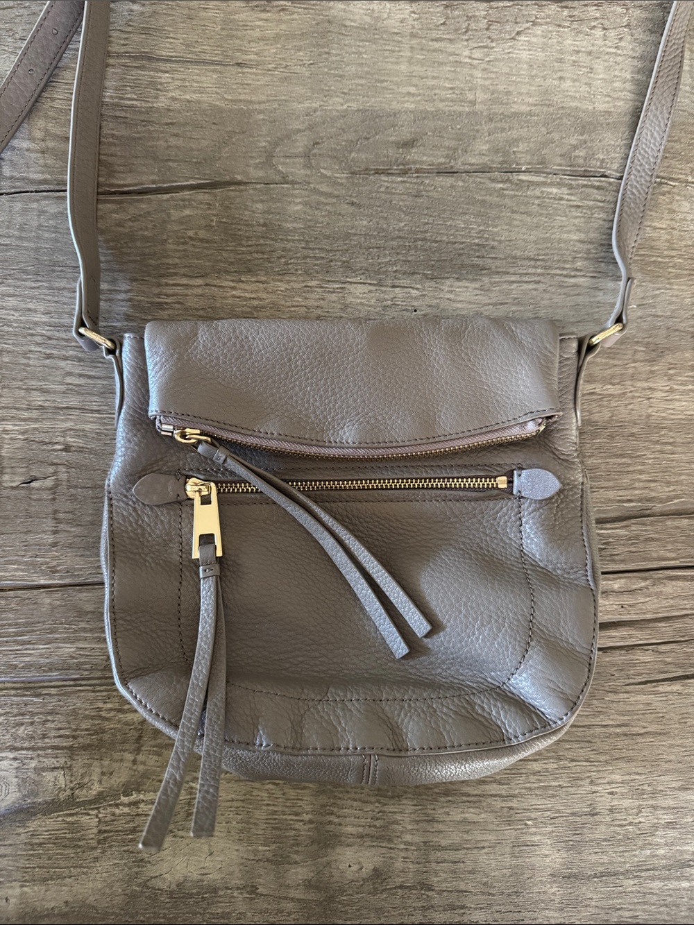 Vince Camuto Taupe Leather Crossbody
